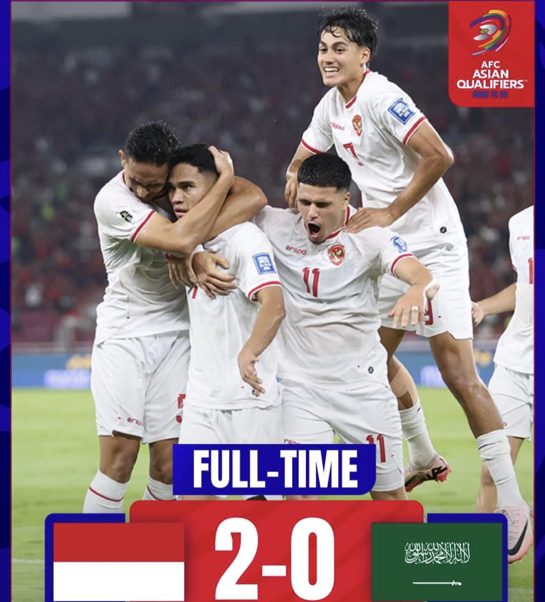 Indonesia Taklukkan Arab Saudi 2-0 di Kualifikasi Piala Dunia 2026